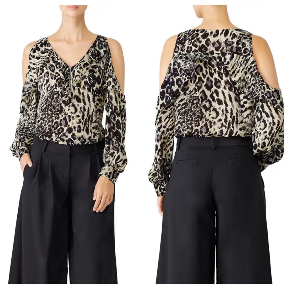 ⭐️ Parker Roland Blouse Silk Leopard Print M